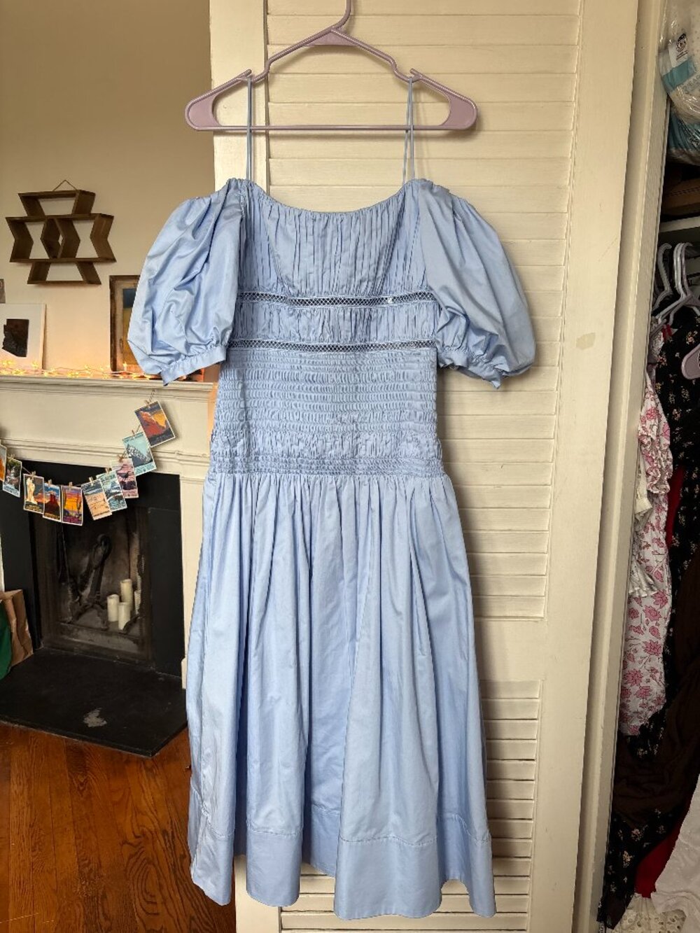 BRAND NEW Self-Portrait Light Blue Cotton Poplin Midi Dress
